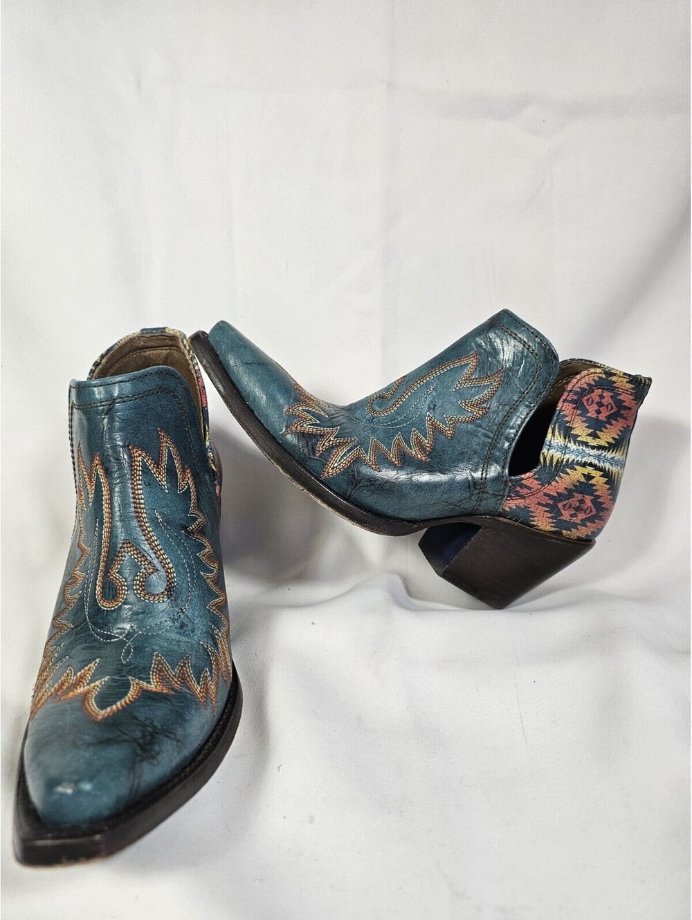 Ariat x Pendleton 10038474 Turquoise Leather Aztec Ankle Boots Size 8.5
